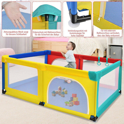 120 x 190 cm Baby Laufstall mit 50 Spielbällen Laufgitter mit Netz und Reißverschluss