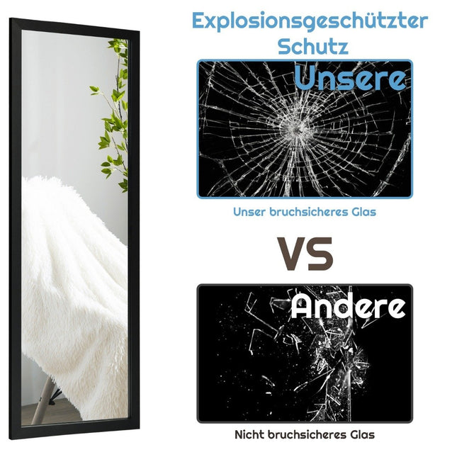 120 x 37 cm Wandspiegel Türspiegel mit höhenverstellbaren Aufhängehaken Spiegel für Schlafzimmer