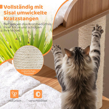 122 cm Katzenbaum mit 2-stöckiger Höhle & Sisalstämmen