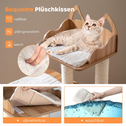 122 cm Katzenbaum mit 2-stöckiger Höhle & Sisalstämmen