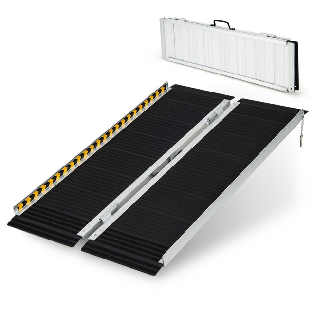 122 x 74 cm Rollstuhlrampe, tragbare &amp; rutschfeste Klapprampe, belastbar bis 272 kg, Aluminium