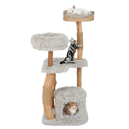 124 cm Cat Tree with Wood Frame, Jute Posts, Plush Seat