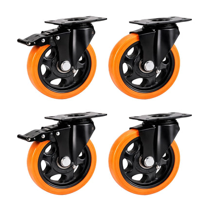 Lenkrollen-Set 125 mm, Stahl & PVC, 150 kg Traglast