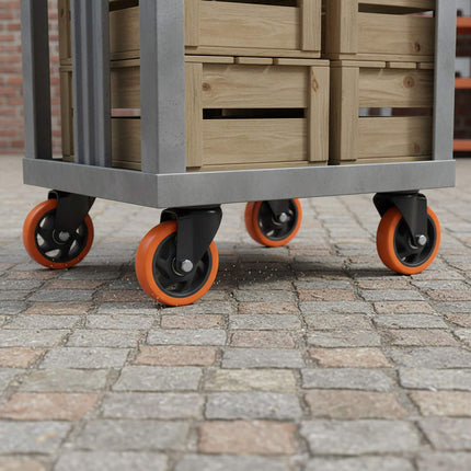 Lenkrollen-Set 125 mm, Stahl & PVC, 150 kg Traglast