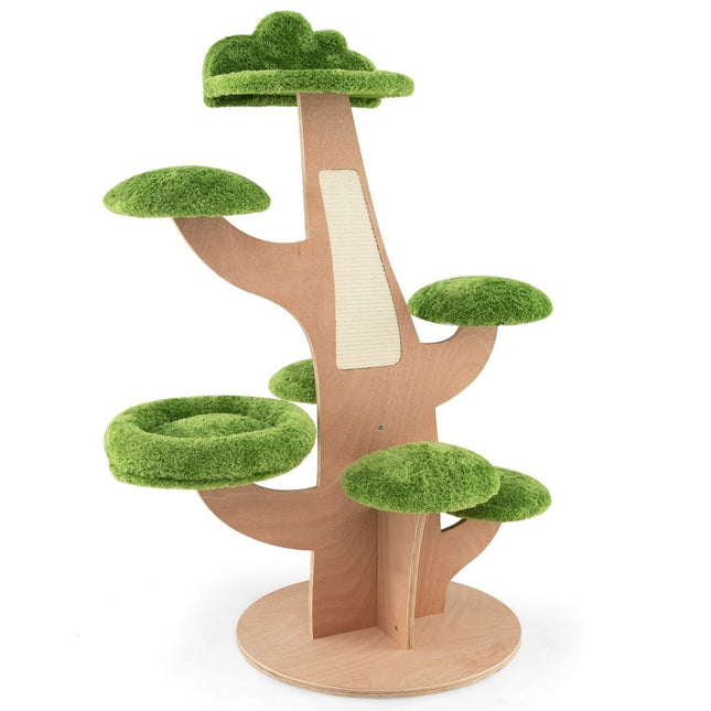 128 cm großer Kratzbaum mit Liegeplatz und Sprungplattform, Aktivitätszentrum für Kätzchen