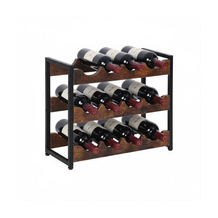12-Bottle Industrial Wine Rack for Kitchen or Bar