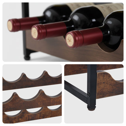 12-Bottle Industrial Wine Rack for Kitchen or Bar
