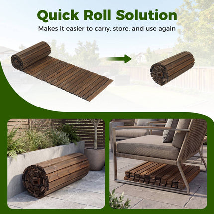 12 Ft Cedar Garden Pathway, 22" Wide, Roll-Up Design