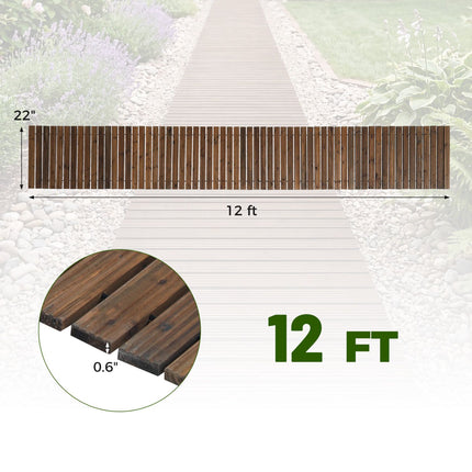 12 Ft Cedar Garden Pathway, 22" Wide, Roll-Up Design