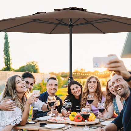 12 Fuß Terrassenschirm mit Kurbel, 8 Streben, Kaffee