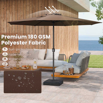 12 Fuß Terrassenschirm mit Kurbel, 8 Streben, Kaffee