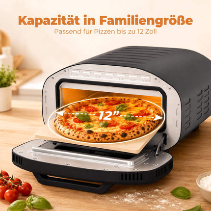 12-Inch Electric Pizza Oven, 8 Programs, 430C, Ceramic Stone