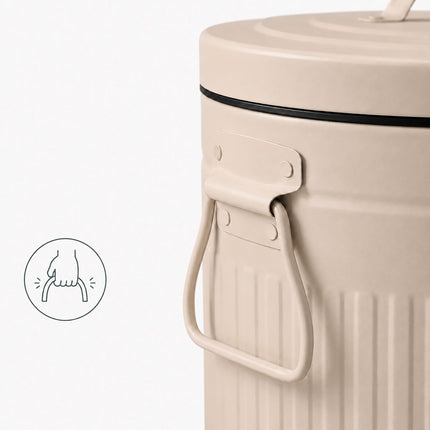 12L Beige Retro Pedal Bin with Soft-Close Lid