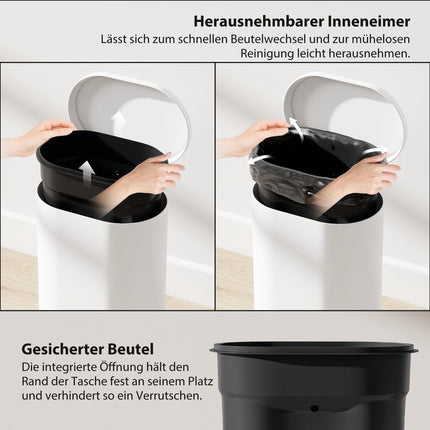 Odpadkový koš 12L s víkem a pedálem, soft-close, bílá