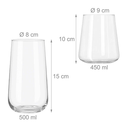 12-Piece Glass Drinking Set – 6 Longdrink & 6 Water Glasses