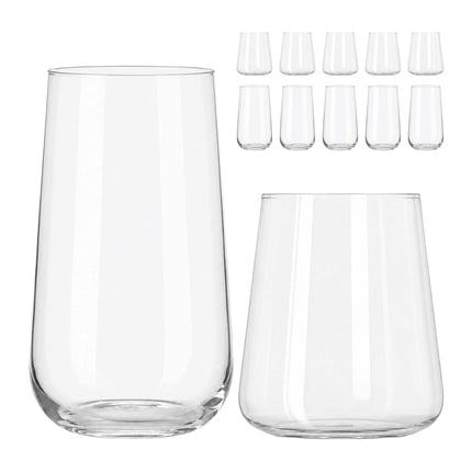 12-Piece Glass Drinking Set – 6 Longdrink & 6 Water Glasses