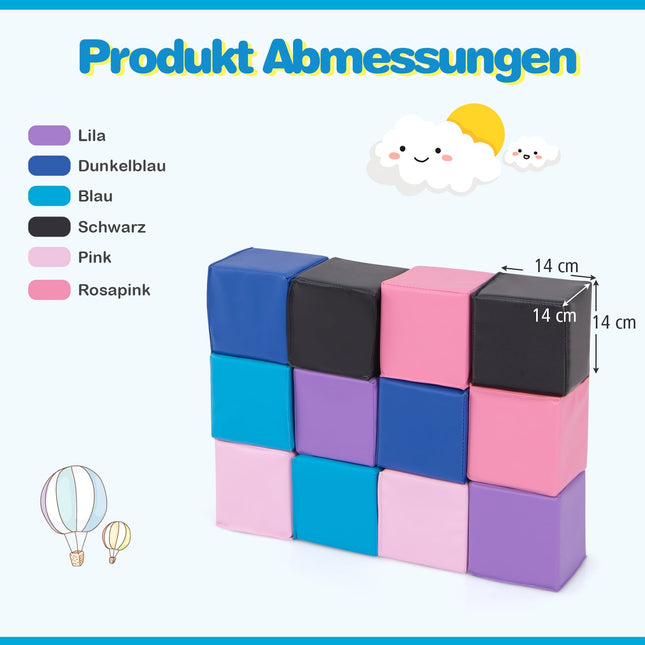12-teiliges Soft-Schaumstoffblöcke-Set für Kinder, mehrfarbig