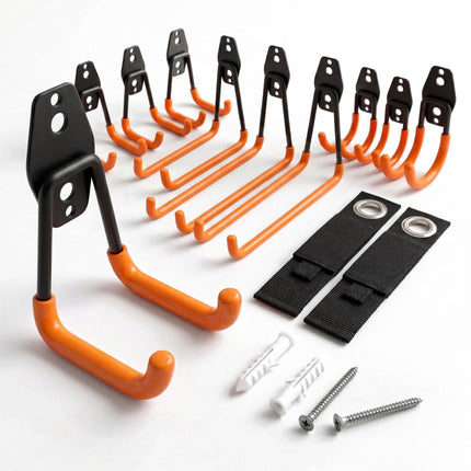 12-Piece Wall Hook & Cable Organizer Set - Black/Orange