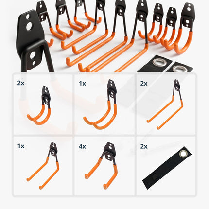 12-Piece Wall Hook & Cable Organizer Set - Black/Orange