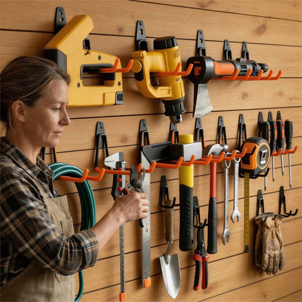 12-Piece Wall Hook & Cable Organizer Set - Black/Orange