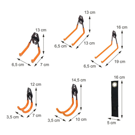 12-Piece Wall Hook & Cable Organizer Set - Black/Orange