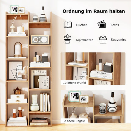 12-Tier Bookshelf with Anti-Tip Safety, Tree Design