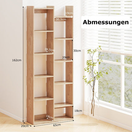 12-Tier Bookshelf with Anti-Tip Safety, Tree Design
