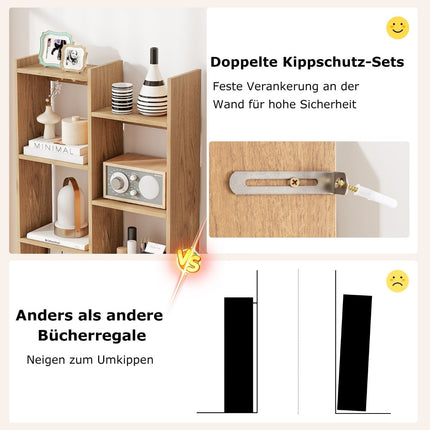 12-Tier Bookshelf with Anti-Tip Safety, Tree Design