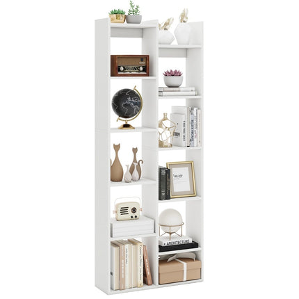 12-Tier Tree Bookshelf with Anti-Tip Safety, White, 65x20x162 cm