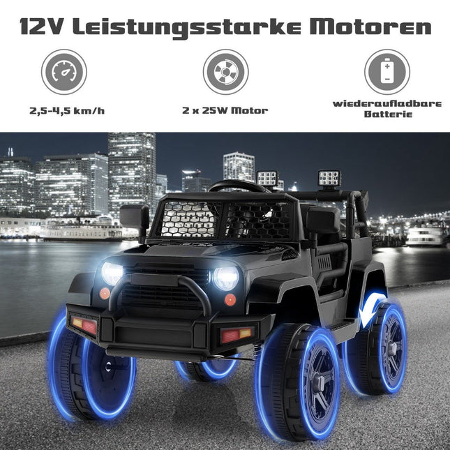 12V Batteriebetriebenes Kinderfahrzeug Elektro Kinderfahrzeug mit Fernbedienung Schwarz