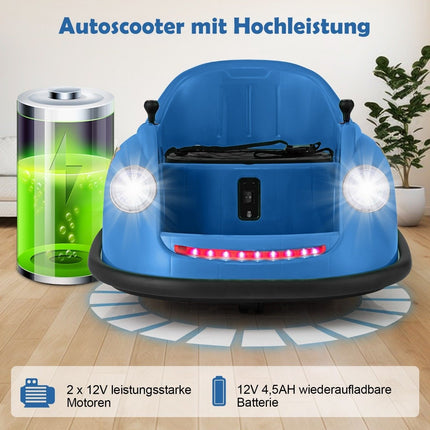 12V Bumper Car Children's Electric Bumper Car with Remote Control &amp; LED lights &amp; Music Blue