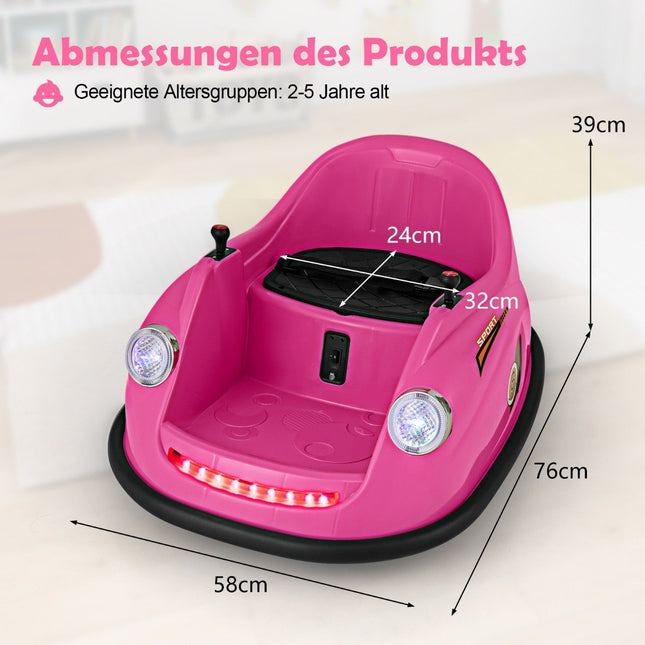 12V Autoscooter Kinder Elektro Autoscooter mit Fernbedienung &amp; LED Lichter &amp; Musik Rosa