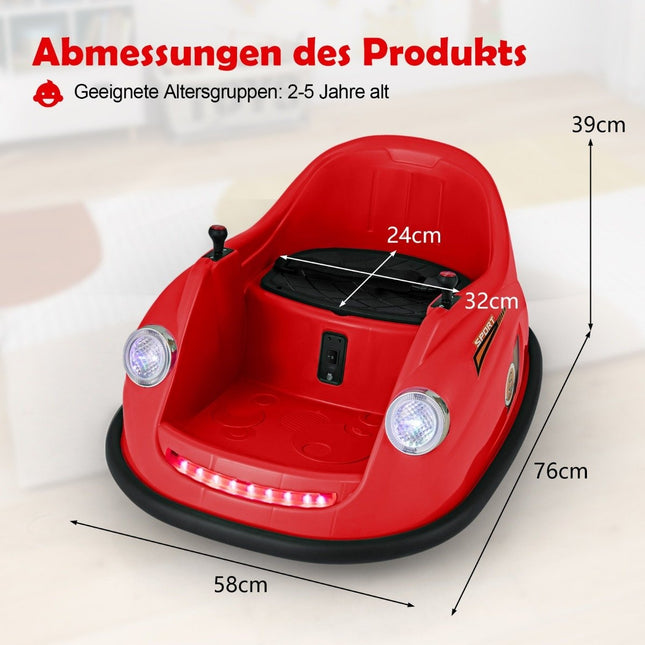 12V Autoscooter Kinder Elektro Autoscooter mit Fernbedienung &amp; LED Lichter &amp; Musik Rot