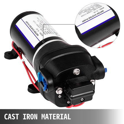 12V Diaphragm Water Pump, 40 PSI, 17 L/min Self-Priming