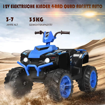 12V Elektro Kinderquad mit Scheinwerfer Mini Elektroquad mit Musik &amp; Hupe 4 Räder Kinderquad 2,8-5 km/h für Kinder ab 3 Jahren Blau