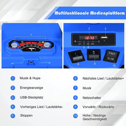 12V Elektro Kinderquad mit Scheinwerfer Mini Elektroquad mit Musik &amp; Hupe 4 Räder Kinderquad 2,8-5 km/h für Kinder ab 3 Jahren Blau