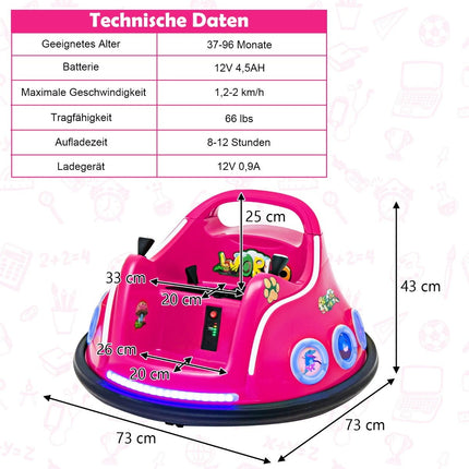 12V Kids Bumper Car, 360° Spin, Music & Remote Control