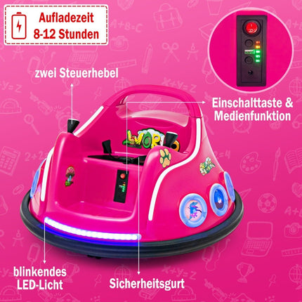 12V Kids Bumper Car, 360° Spin, Music & Remote Control