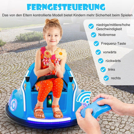 12V Kinder-Bumper-Car mit 360°-Drehung, Musik & Fernbedienung