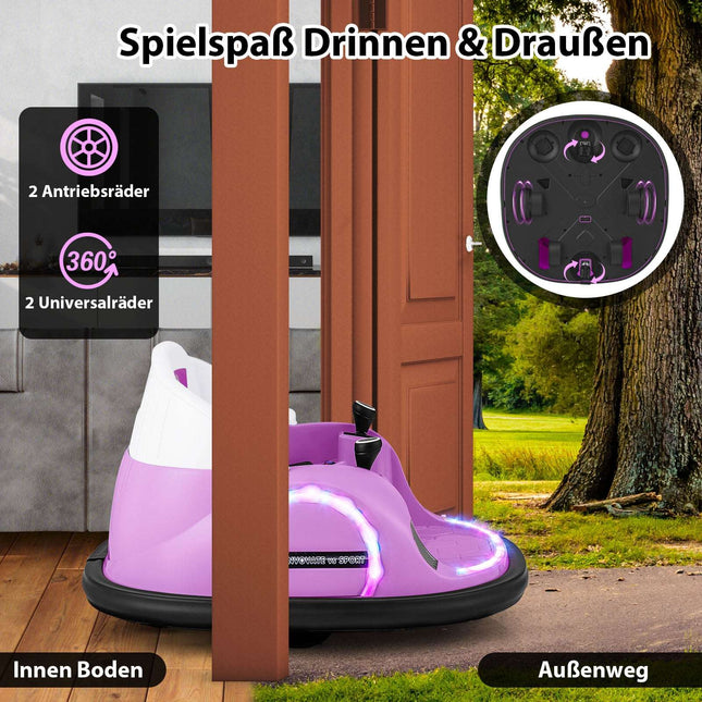 12V Kinder Elektro Bumper Car mit Fernbedienung, Pink, 360° Drehung