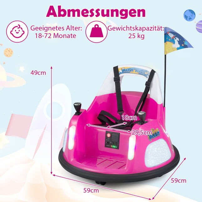 12V Kinder Elektro-Bumper-Auto mit Fernbedienung, Pink