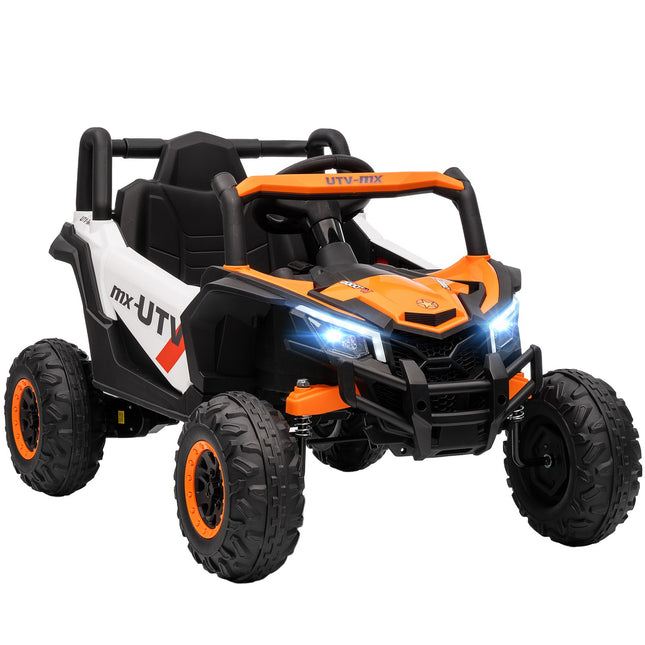 12V Kinder-Elektroauto, Fernbedienung, Sicherheitsgurt, Hupe, LED, USB, Orange