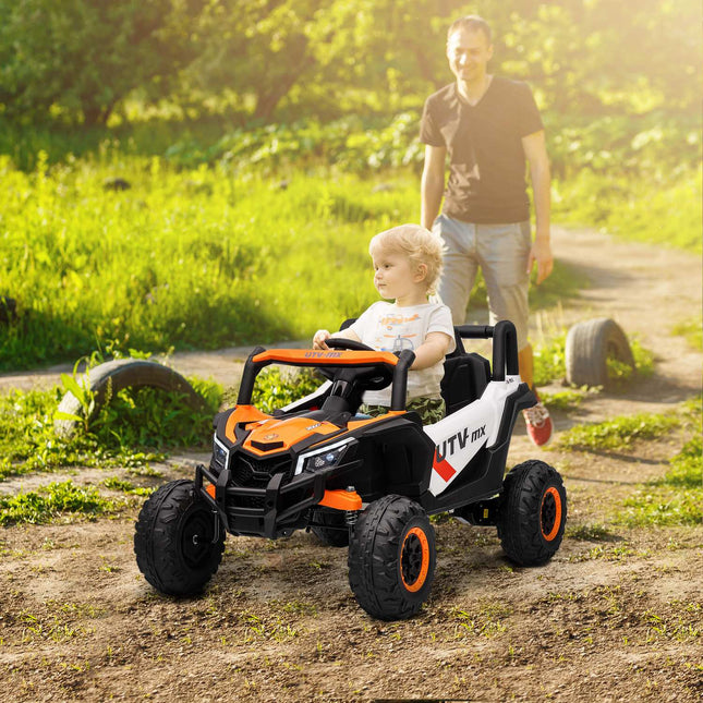 12V Kinder-Elektroauto, Fernbedienung, Sicherheitsgurt, Hupe, LED, USB, Orange