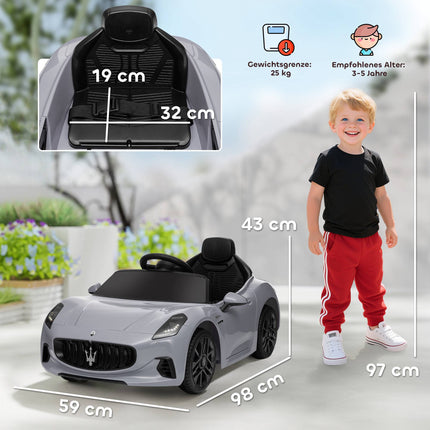 12V Kinder Elektroauto mit LED-Lichtern, Musik, Grau