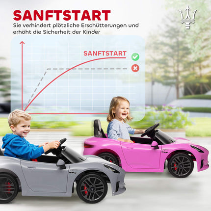 12V Kinder Elektroauto mit LED-Lichtern, Musik, Grau