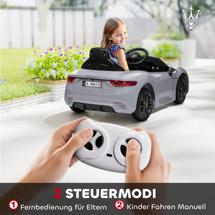 12V Kinder Elektroauto mit LED-Lichtern, Musik, Grau