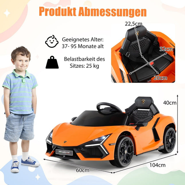 12V Kids Electric Car with LED Lights – Orange