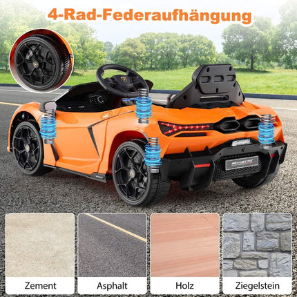 Dětské elektrické auto 12V s LED světly – oranžová