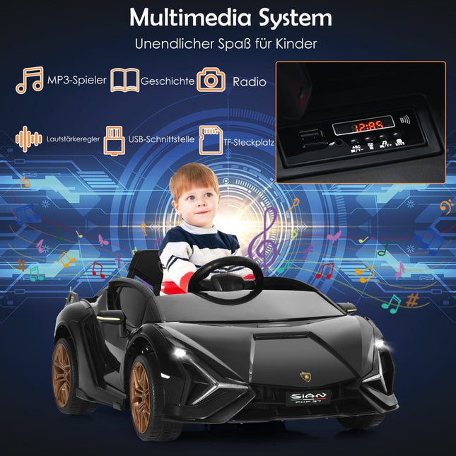12V Kinder-Elektroauto mit Fernbedienung, Schwarz, 108x64x41 cm