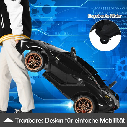 12V Kinder-Elektroauto mit Fernbedienung, Schwarz, 108x64x41 cm